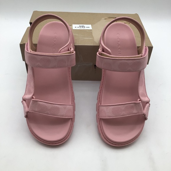 Coach Signature Sport Sandal Powder Pink Platform Lug Sole CBB91 Size 8 B NEW - Picture 3 of 6
